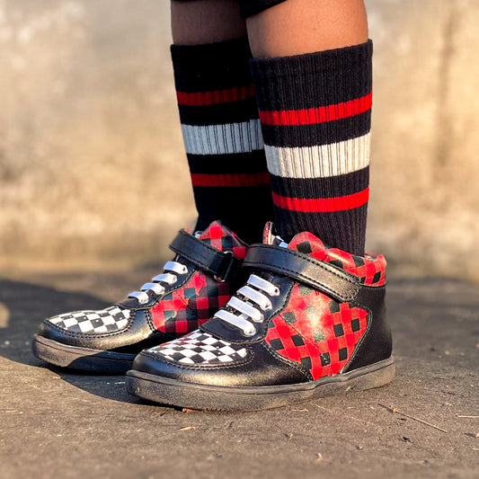 Holiday "Mean One" Collab Hightops (Red Buffalo Plaid/Black & White Checks)